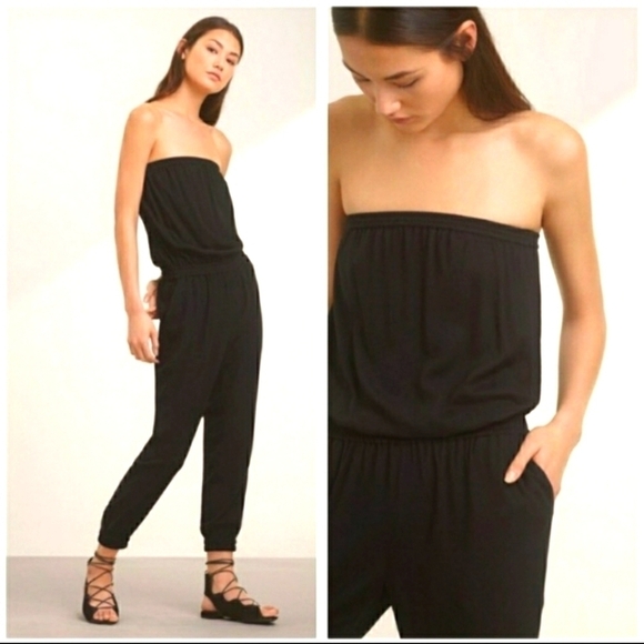 Aritzia Talula Strapless Black Jumpsuit Size Extra Small - Picture 1 of 15